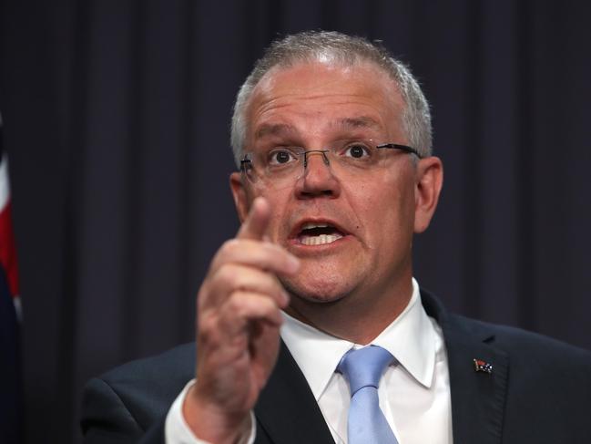 The Prime Minister holds a snap press conference at Parliament House on Tuesday night. Picture: Kym Smith