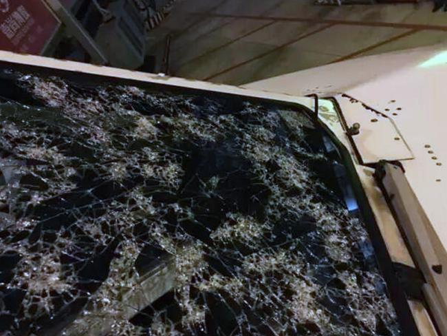 The serious storm caused thousands of cracks in the plane’s windshield. Picture: CEN/Australscope