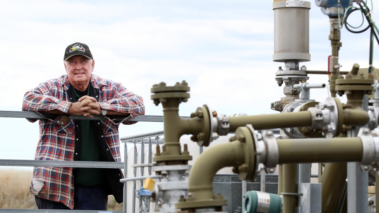 Farmer Peter Gett has four gas production wells on his property in Narrabri. Picture: Jonathan Ng