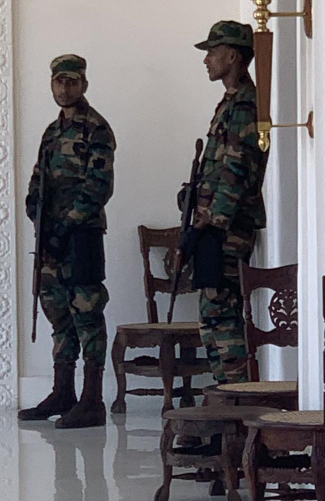 Australian woman Megan Anderson says heavily armed police are searching the Galle Face Hotel in Colombo following the blasts. Picture: Supplied