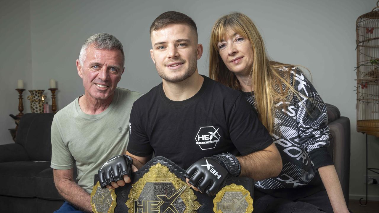 Sean Gauci with his famous parents, former jockey Darren Gauci and mum Karen, a former Young Talent Time dancer. Picture: Wayne Taylor.