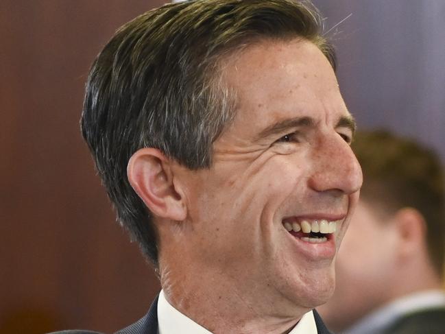 CANBERRA, AUSTRALIA - NewsWire Photos - November 13, 2024:  Opposition foreign affairs spokesman Simon Birmingham addresses the National Press Club of Australia in Canberra. Picture: NewsWire / Martin Ollman