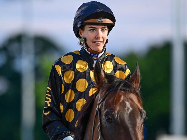 Angela Jones and Zarastro return to scale after winning the Magic Millions Snippets. Picture: Grant Peters - Trackside Photography