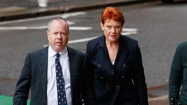 Senator Hanson (right) was argumentative and gave evasive answers to some questions while under cross examination, Justice Stewart said. Picture: NewsWire / Nikki Short