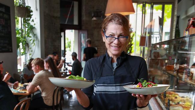 Cook and Archies owner Vicki Manakas at her cafe, in Surry Hills. She said JobKeeper has helped her business survive during the pandemic. Picture: Justin Lloyd.