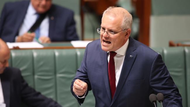 Prime Minister Scott Morrison during Question Time today. Picture: NCA NewsWire / Gary Ramage