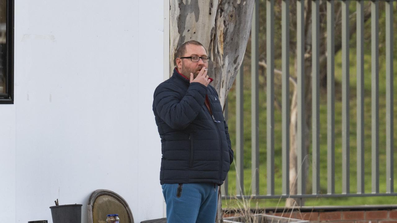 The man was seen smoking on the Russian Embassy in Canberra. Picture: NCA NewsWire / Martin Ollman