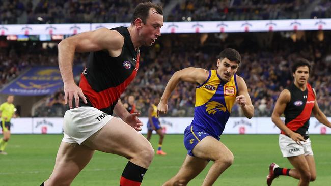 Goldstein was one of Essendon’s most important players in the round 8 win over West Coast at Perth Stadium. Picture: Will Russell / Getty Images