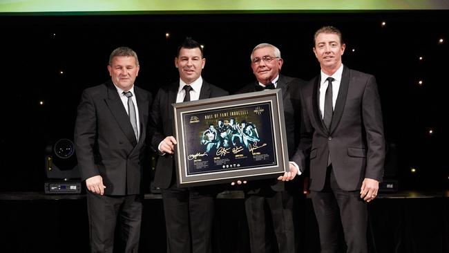 Penrith Panthers Hall of Fame inductees Royce Simmons, Craig Gower, Grahame Moran and Greg Alexander.