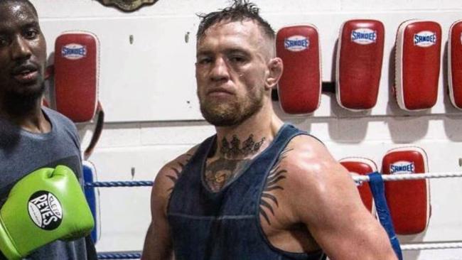 Conor McGregor in training for his proposed boxing bout with Floyd Mayweather.