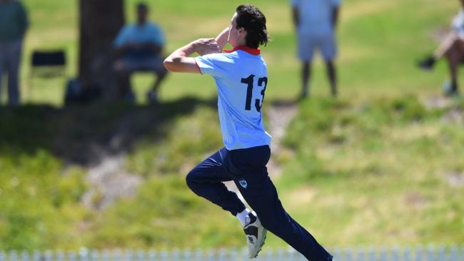 NSW Metro bowler Luke Callanan during the grand final at Karen Rolton Oval 22 December, 2022, Cricket Australia U19 Male National Championships 2022-23.Picture: Cricket Australia.