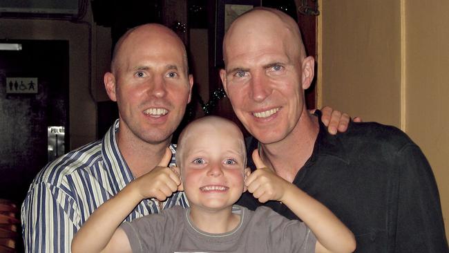 Brian, left, Jim, right and Tiernan middle. Picture from Jim Stynes’ book 'My Journey'.