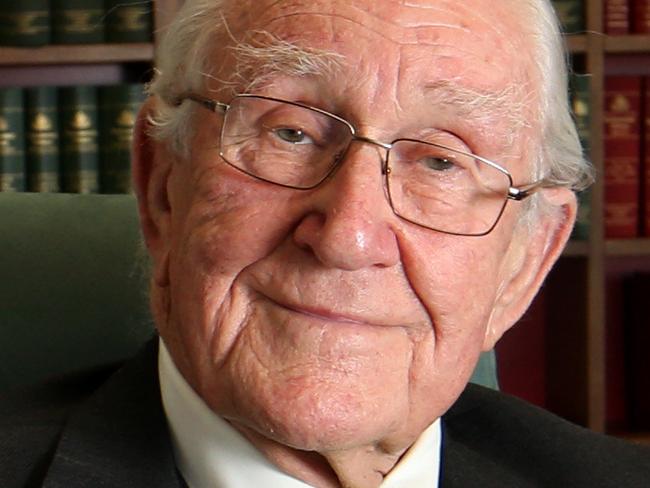 THIS INFORMATION IS EMBARGOED UNTIL SATURDAY MORNING Former PM Malcolm Fraser in his office in Melbourne. Mr Fraser has won the $20,000 John Button Prize for public policy writing for his latest book, Dangerous Allies, about the Australia-US alliance.