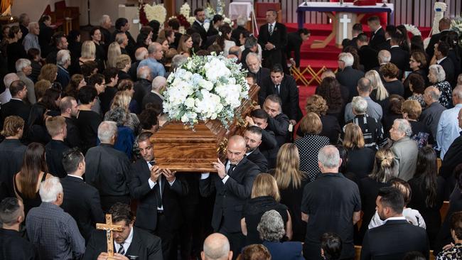 Pictures from the funeral of alleged hit-and-run car victim Tony Plati, 66; at St Kevins Catholic Church at Dee Why on 5th March 2020. (AAP Image / Julian Andrews).