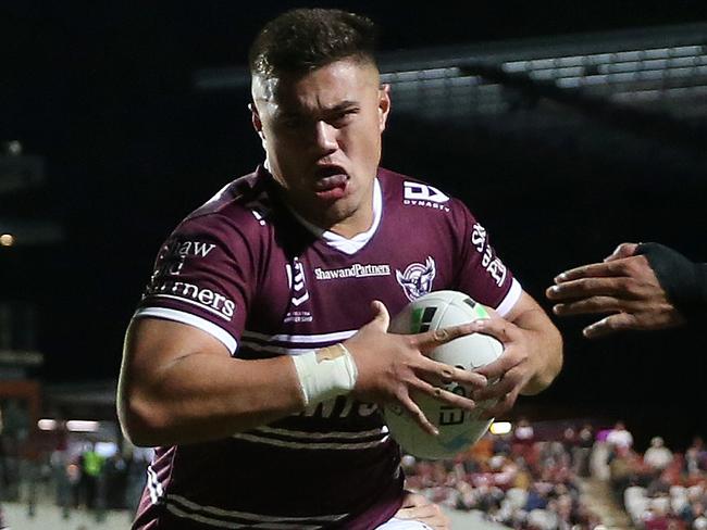 NRL 2022 RD13 Manly-Warringah Sea Eagles v New Zealand Warriors - Josh Schuster, try. Picture: NRL Photos