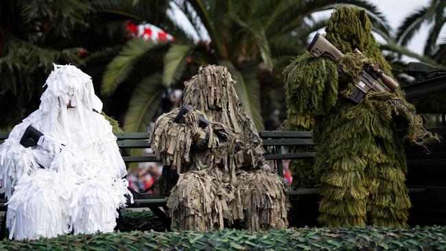 Turkish soldiers in camouflage take part in a parade to mark the 100th anniversary of Turkish Republic in Istanbul. Picture: Yasin Akgul/AFP