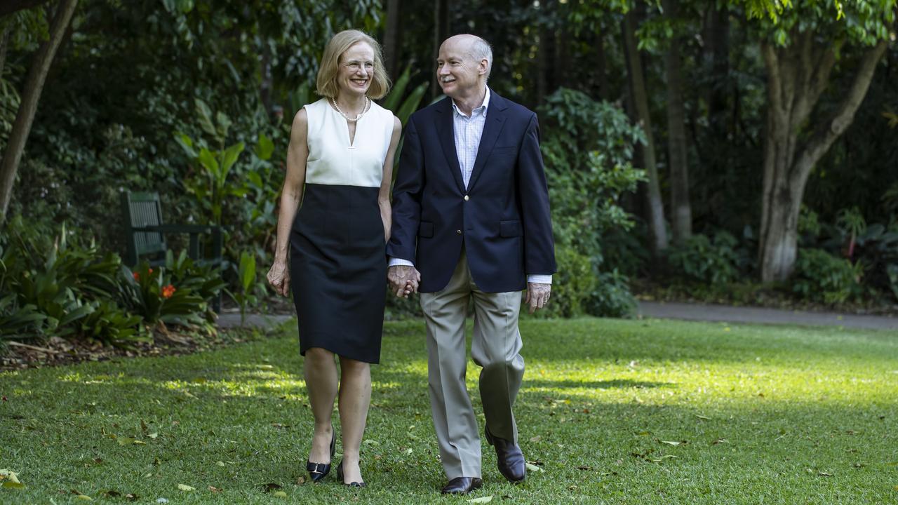 Queensland’s Chief Health Officer Dr Jeannette Young and her husband Professor Graeme Nimmo. Photo: Mark Cranitch.