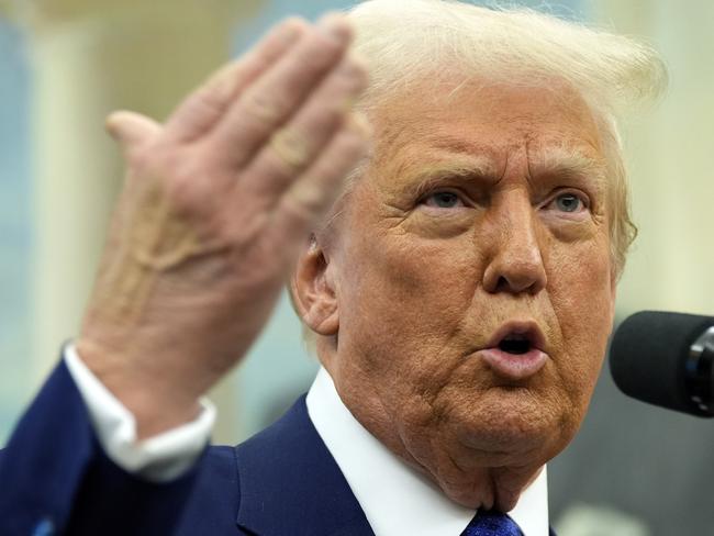 President Donald Trump speaks as Tulsi Gabbard is sworn in as the Director of National Intelligence in the Oval Office of the White House, Wednesday, Feb. 12, 2025, in Washington. (Photo/Alex Brandon)