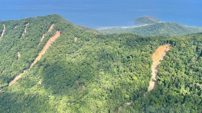 Scarred mountainsides highlight the damage done by Tropical Cyclone Jasper and the ensuing floods that swept through the region earlier this month.