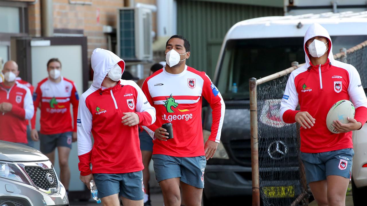 St George Illawarra Dragons players pictured at WIN Stadium in Wollongong for one of their last training sessions before all NRL clubs will relocate to the Gold Coast