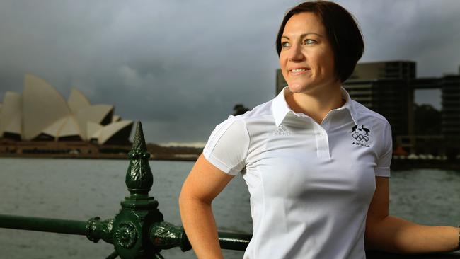 Olympian Anna Meares at Circular Quay, Sydney, talking about her preparations for the Rio Olympics. pic Mark Evans