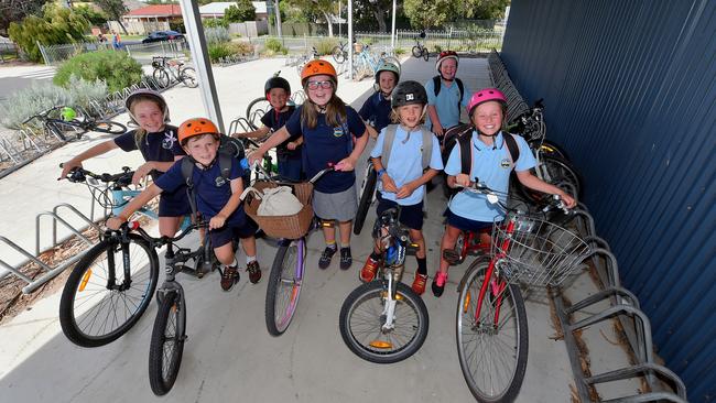 It’s important to teach healthy fitness habits, like riding to school. Picture: Jay Town