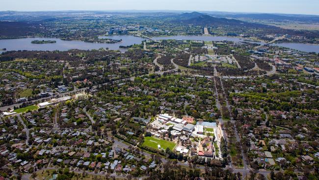 Canberra Girls Grammar is Canberra’s top performing school, according to an analysis of five years of NAPLAN data. Its sprawling campus is just south of Parliament House. Picture: Supplied