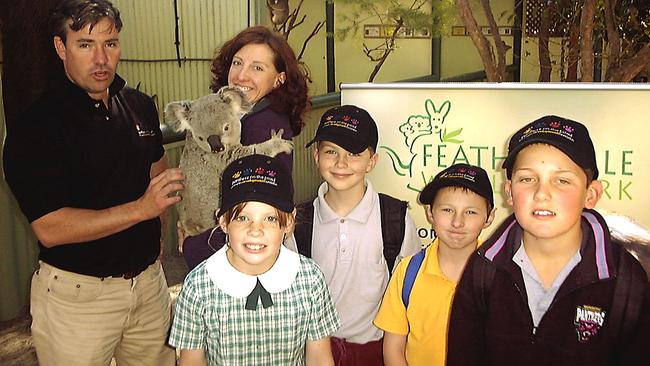 Ian Gillespie with some young friends during a visit to Featherdale Wildlife Park on September 9, 2003.