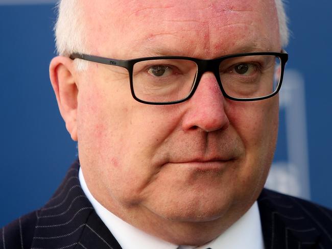 Attorney General Senator George Brandis speaking at the Coalition Parliamentarians for ÔYesÕ launch event at Parliament House with Members and Senators at Parliament House in Canberra. Picture Kym Smith