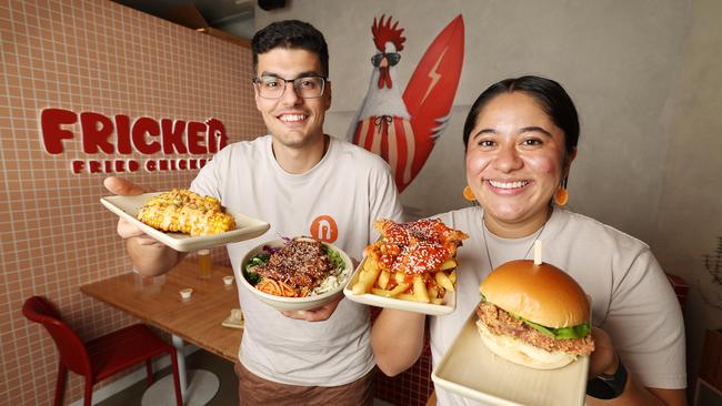 A new venue - Fricken - has opened up on the Gold Coast, Mo Saad owner and Frida Naranjo front of house staff. Picture: Annette Dew