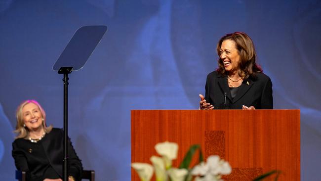 Vice President Kamala Harris gives the eulogy during Congresswoman Sheila Jackson Lee's during funeral service. Picture: AFP