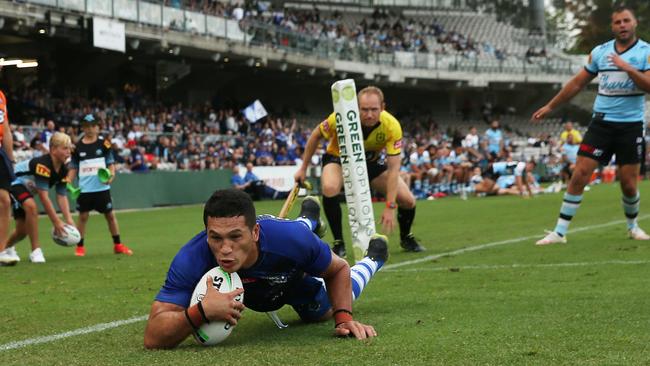 Watene-Zelezniak scores in a trial against the Sharks. (Photo by Matt Blyth/Getty Images)