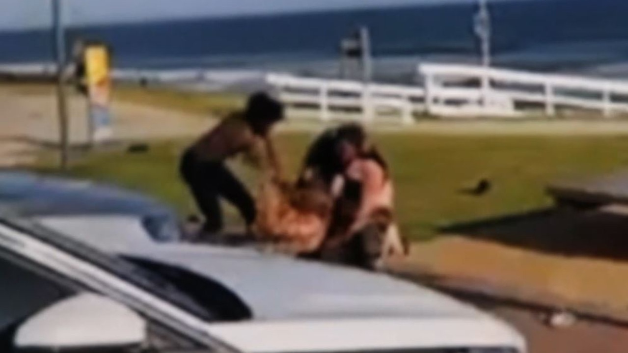 Video footage taken of a wild brawl at Ocean Grove main beach.