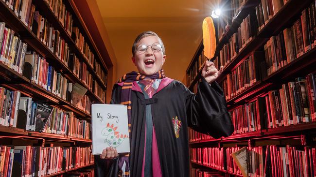 Stephen, 8, in full Hogwarts regalia ahead of Book Week. Picture: Jason Edwards