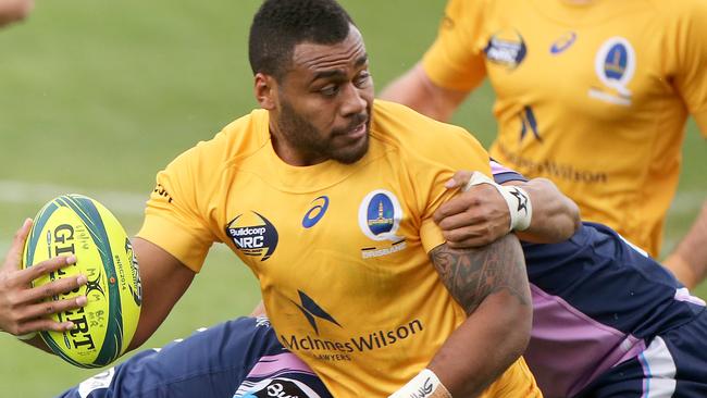 Samu Kerevi for Brisbane. The National Rugby Championship, Brisbane vs Melbourne at Ballymore. Pic Jono Searle.