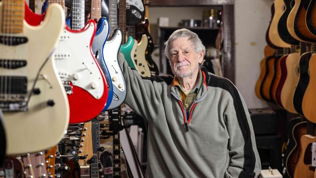 Maurice James, 81, who started James Music which will close after 45 years on Sturt St, city.. Image/Russell Millard Photography