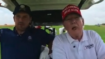 A YouTube video of Bryson DeChambeau playing golf with Donald Trump went viral. Picture: YouTube