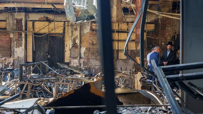 Prime Minister Anthony Albanese visiting the Adass Israel Synagogue after it was firebombed.