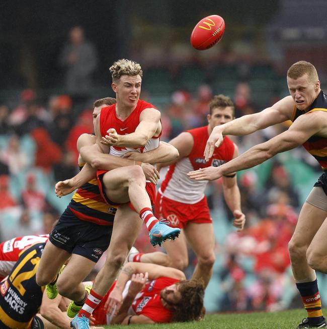 Sydney Swan Chad Warner in action against the Adelaide Crows at the SCG last weekend. Picture: Phil Hillyard