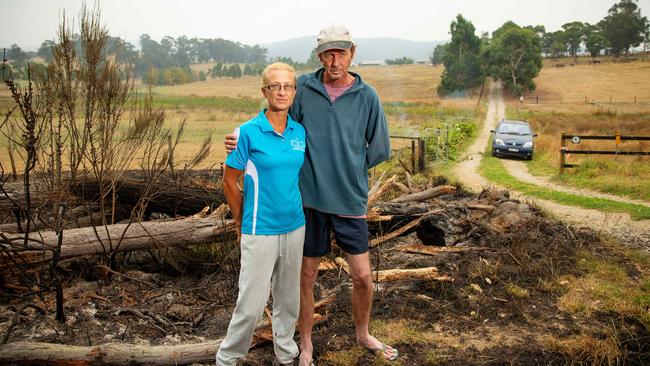 Amanda Porter and Damien Cartwright stayed to defend their Garfield North property. Picture: Mark Stewart