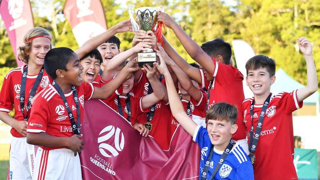 U12 Boys Gold 2023 FQ Junior Cup winners Gold Coast Knights. Picture: Patrick Woods.