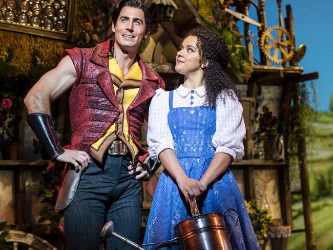 Tom Senior as Gaston and Courtney Stapleton as Belle in Disney's Beauty and the Beast. Photo JOHAN PERSSON