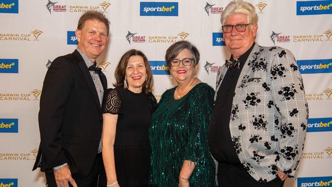 Alan Johnson, Donna Johnson, Desley Ferrando and John Ferrando at the 2024 Darwin Turf Club Gala Ball. Picture: Pema Tamang Pakhrin