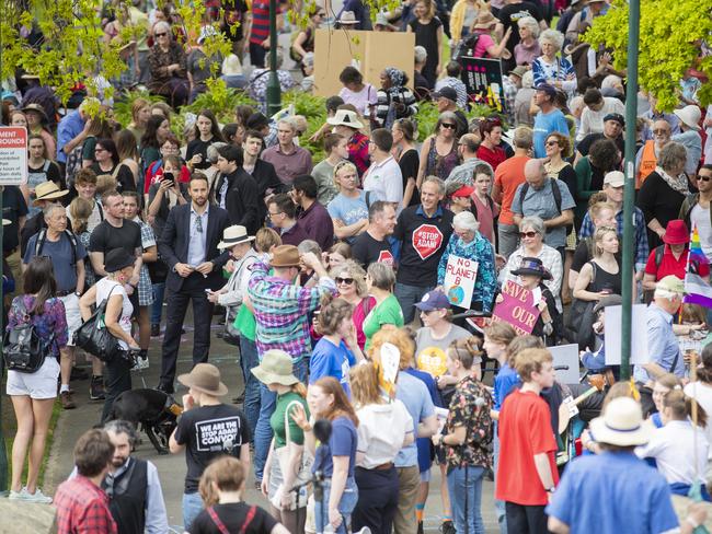 Climate strike rally in Hobart. Picture: RICHARD JUPE