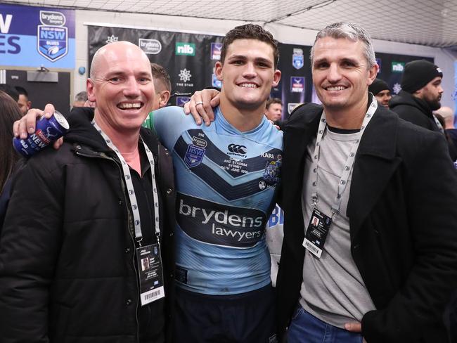 Coach Ivan Cleary, pictured with his son Nathan (middle), donated his kidney his brother Ash (left). Picture: Brett Costello