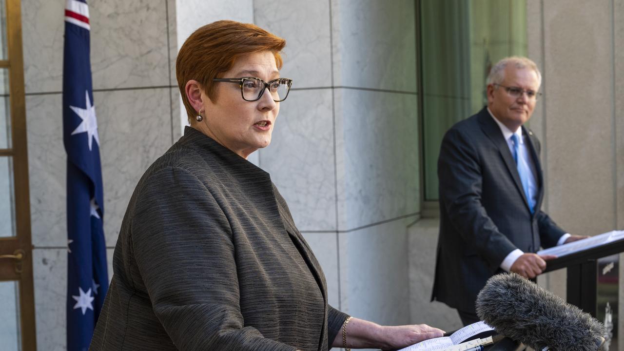 Prime Minister Scott Morrison and Women’s Minister Marise Payne say the work of the women’s taskforce is well under way. Picture: NCA NewsWire / Martin Ollman