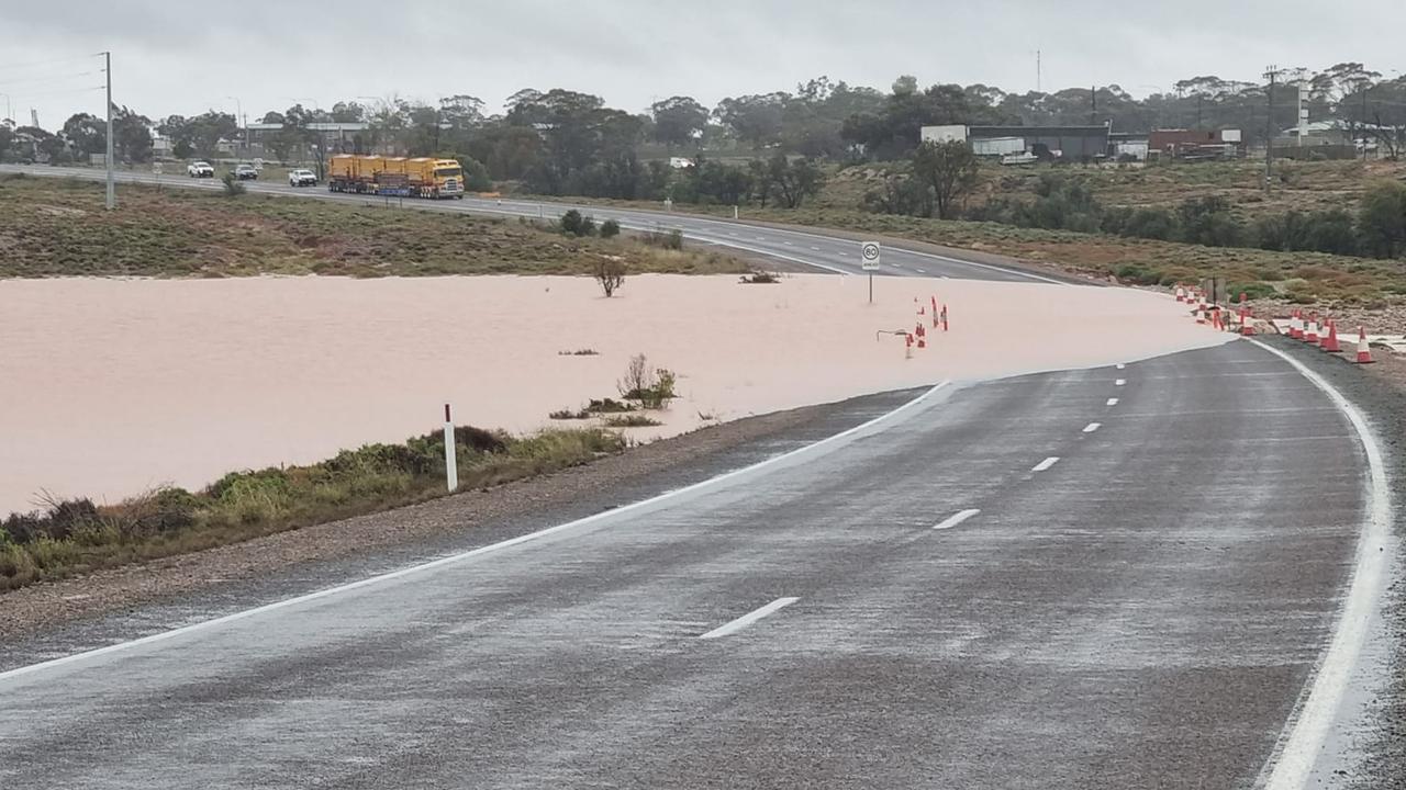 the Olympic Dam Highway is currently closed due to flooding between Pimba and Woomera. Picture: Spuds Roadhouse