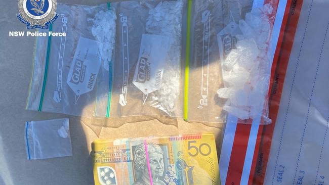 The cash and drugs seized after the vehicle stop at Heddon Greta last year. Picture: NSW Police.