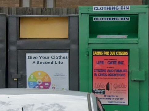 Life Gate charity bin at Tower Hill shopping centre, Frankston.