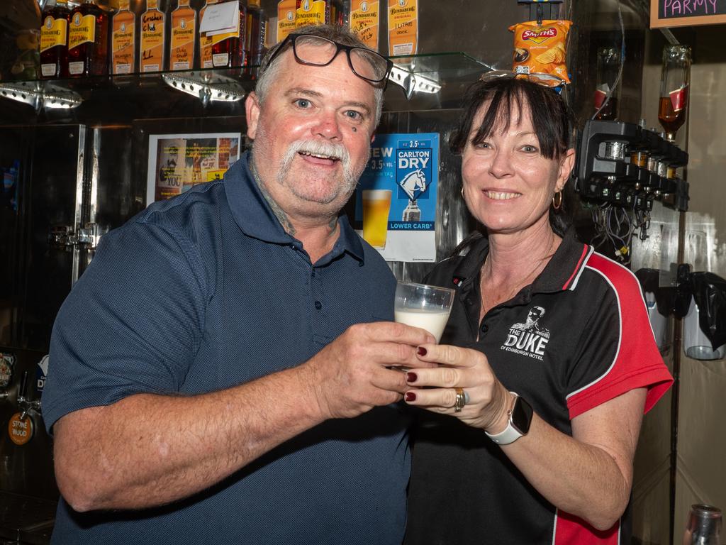 Andrew and Karen Guthrie Duke of Edinburgh Hotel 5am ANZAC Day Walkerston Friday 25 April 2025 Picture:Michaela Harlow